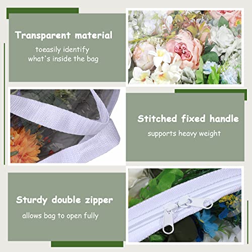 Clear Plastic Wreath Storage Bag - 30 Inch, Waterproof, Set of 4 - Transparent