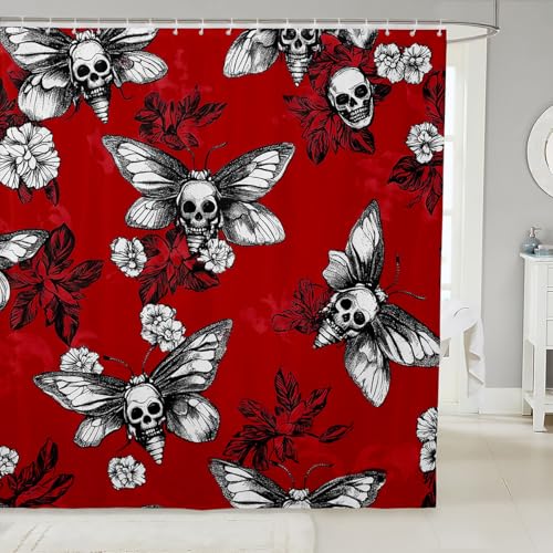 Multi Gothic Skull Shower Curtain Decor Boho Skeleton Bones Halloween Bathroom Set 72x72 Inches - Pack of 1