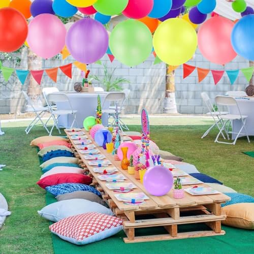 36PCS Neon Heavy Duty Punch Balloons with Rubber Handle for Kids & Parties