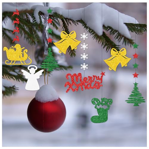 6Pcs Christmas Hanging Pull Flowers Decor - Holiday Ceiling & Tree Decorations