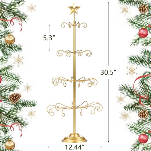 Gold Christmas Tree Ornament Stand 30-Inch Display Holder for Holiday & Decor