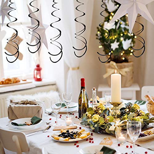 Black Hanging Swirl Decorations - 30 Pack Dazzling Ceiling Streamers for Parties