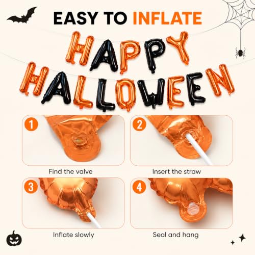 Halloween Balloons Banner 16 Inch Foil Inflatable Party Decorations Orange Black