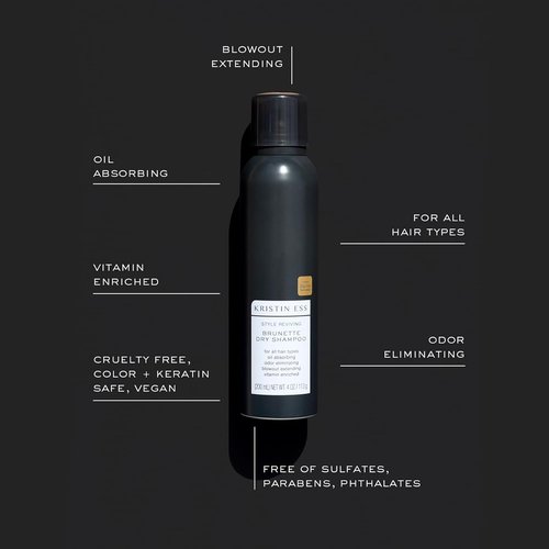 Kristin Ess Brunette Dry Shampoo - Oil Absorbing Powder Spray with Vitamin C for Dark Hair, 4 fl. oz.