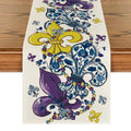Bead Carnival Iris Mardi Gras Table Runner - Seasonal Kitchen Decor 13x72 Inch