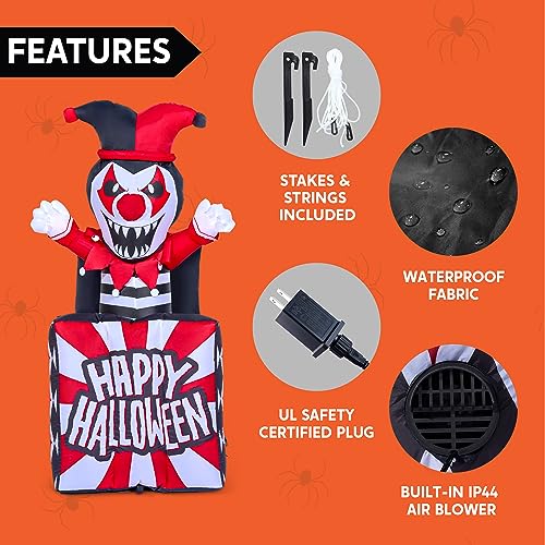 5 Ft Halloween Inflatable Clown Decor with LEDs - Outdoor Yard & Garden Decoration