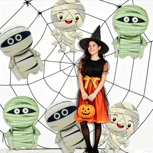 Halloween Mummy Balloons Set - 6pcs Horror Themed Party Decorations