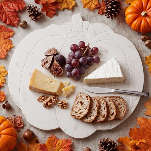 Pumpkin-Shaped Marble Cutting Board - Fall Harvest Kitchen Decor & Cheese Platter, 9.84 Inch