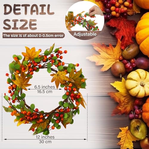 Fall Candle Ring Wreath - 12 Inch Outer Diameter Autumn Decor