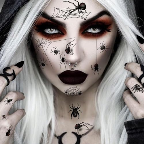 Halloween Fake Scar & Spider Web Temporary Tattoos - 40 Sheets for Cosplay & Party