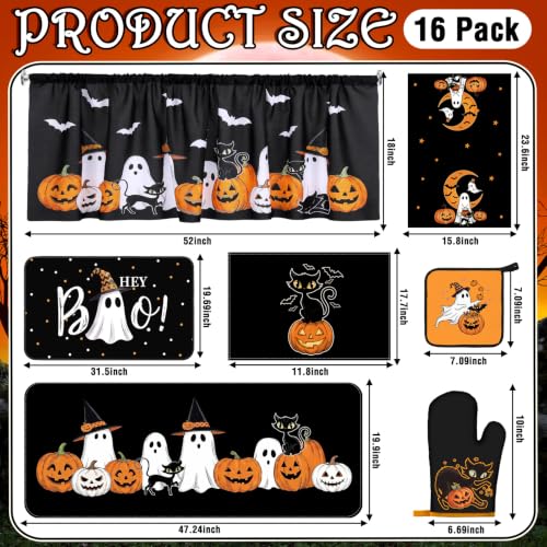 Halloween Kitchen Decor Set with Ghost Pumpkin - 16 Pieces, Festive Home & Kitchen Decorations