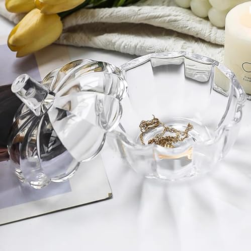 Glass Pumpkin Sugar Bowl with Lid - Fall Themed Candy & Storage Jar