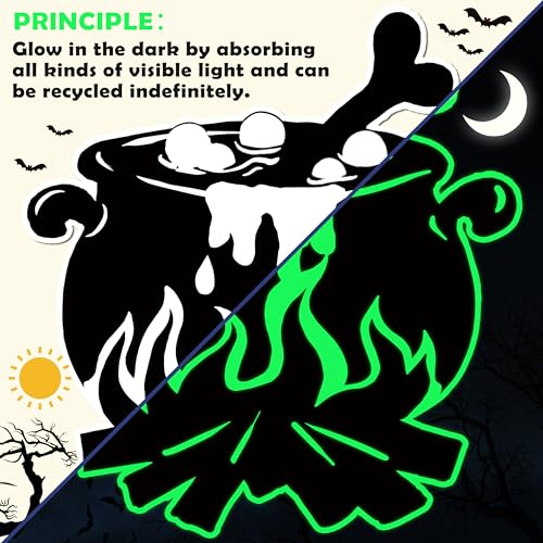 Glow in The Dark Halloween Car Magnet Set - 16 Decorative Magnetic Decals