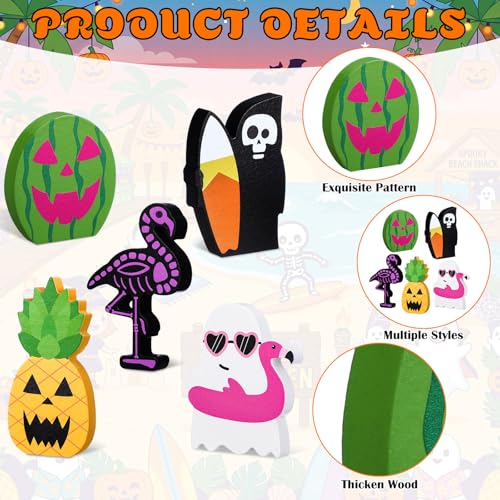 Halloween Wooden Table Decorations Set - Spooky Summer Centerpieces, 5 Pieces