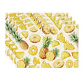 Yellow Pineapple Summer Placemats Set of 4 - 12x18 Inch Rectangular Seasonal Table Decor