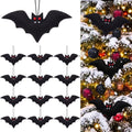 Bat Christmas Tree Ornaments - Set of 12 Black Plush Holiday Decorations