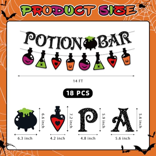 Halloween Party Decorations Potion Bar Glitter Banner - Spooky Halloween Decor