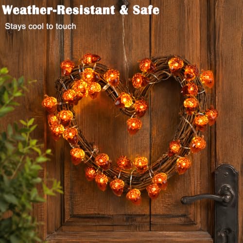 Battery Operated Fall Acorn String Lights 13ft 40 LEDs - Amber - Thanksgiving Decor