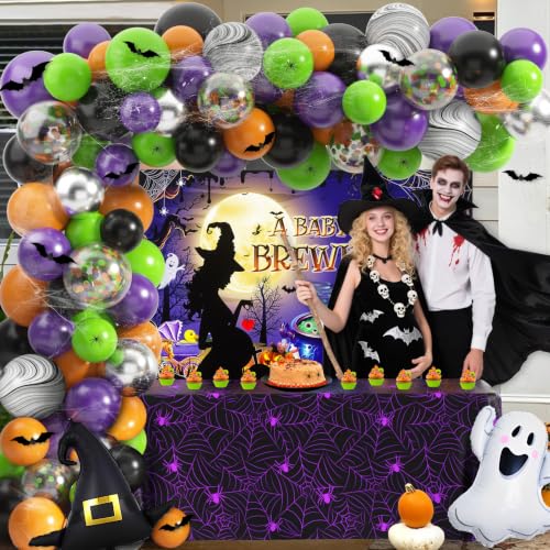 Halloween Baby Shower Decorations Set - Gender Reveal Party Supplies with Balloons & Wall Stickers