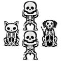 Halloween Skeleton Balloon Set Black White - 4 Pcs Spooky Party Decorations
