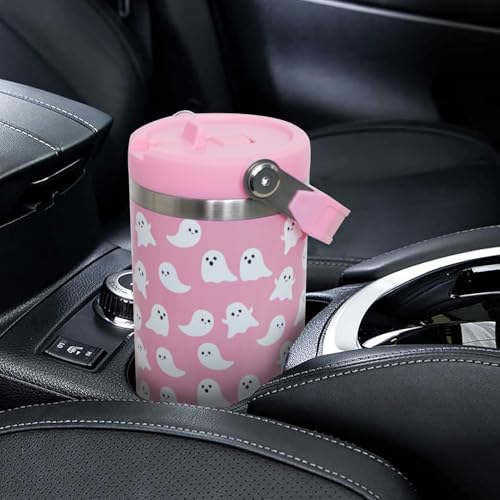 Halloween Ghost Tumbler 30oz Insulated Water Bottle with Handle & Flip Straw - Variation 01