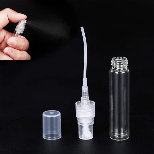 25Pcs 5ml Mini Empty Clear Glass Spray Bottle, Refillable Fine Mist Spray Perfume Bottle Empty, Glass Bottle Sprayer, Sample Spray Container Cosmetic Atomizer for Cleaning, Travel (25Pcs 5ml Bottles)
