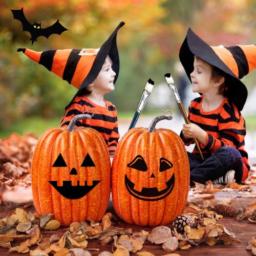 Large Artificial Pumpkin Set - Faux Autumn Decor for Halloween Thanksgiving Christmas