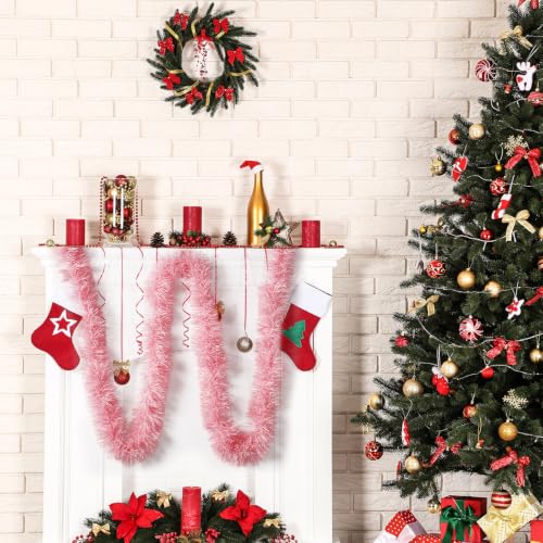 Pink Tinsel Garland 50 Feet Christmas Party Decoration - Macaron Pink