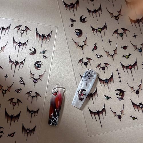 Halloween Bat Nail Stickers 5D Embossed Self-Adhesive Nail Art Decals - Halloween 01