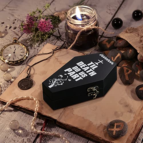 Halloween Wooden Coffin Ring Box Black Gothic Wedding Decor - Bearer Gift