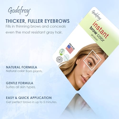 Godefroy Fast Acting Temporary Instant Brow Color, 24 Applications Per Package, Salon Quality Results (Light Brown)