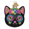Dia De Los Muertos Cat Glass Ornament - Handcrafted Holiday Decoration