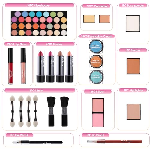 Pink Makeup Kit for Teen Beginners - Complete Cosmetic Set with Case