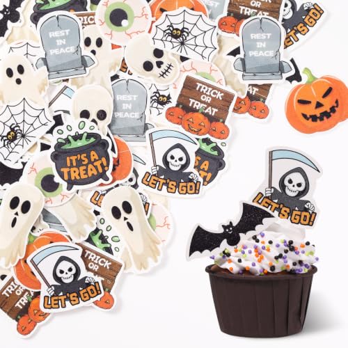 Edible Halloween Cake Toppers - Vibrant Wafer Paper Decorations, 72 Pieces