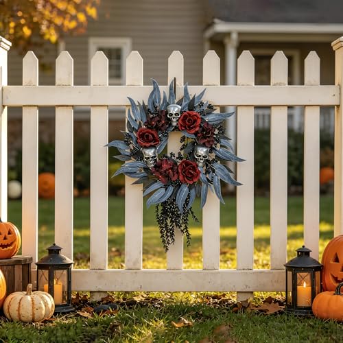 22-Inch Gothic Halloween Wreath for Front Door Indoor Outdoor Decor