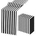 15 Pack Black and White Striped Table Runners 12 x 108 Inches - Fani