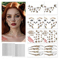Halloween Leopard Face Paint Tattoos & Black Face Gems - Variation of Leopard Face Tattoos