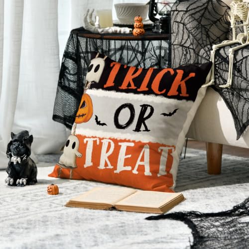 Halloween Pumpkin Ghost Throw Pillow Covers 20x20 Inch Set of 4 - Black