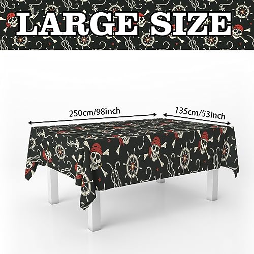 Pirate Skull Tablecloth 53x98 Inches for Pirate Theme Party Halloween Decorations