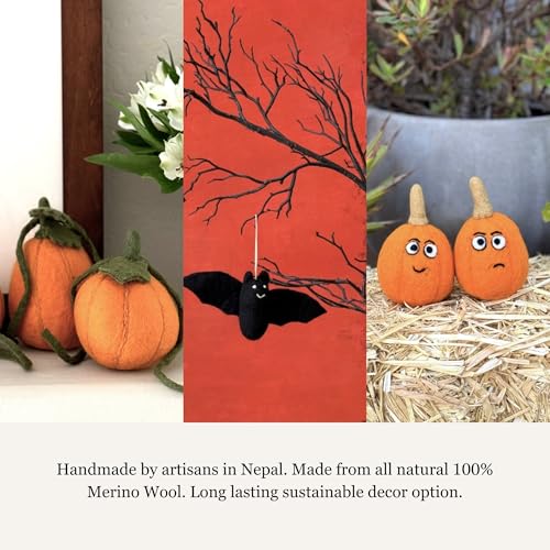 Halloween Felt Bat Decorations - 2-Pack Handmade Felt Halloween Decor for Indoor & Outdoor Use - Bat, 2-Pack