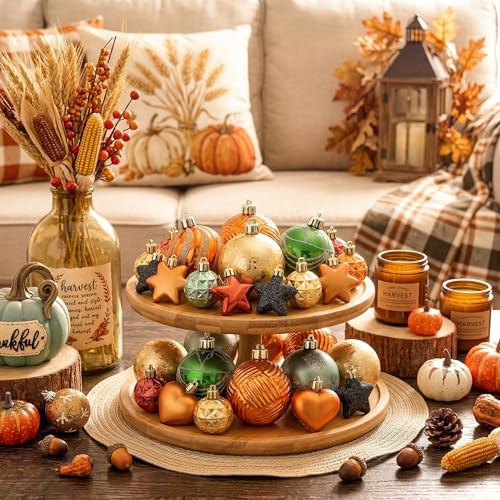Valery Madelyn 28-Piece Fall & Christmas Tree Ornament Set - Orange & Green Variation