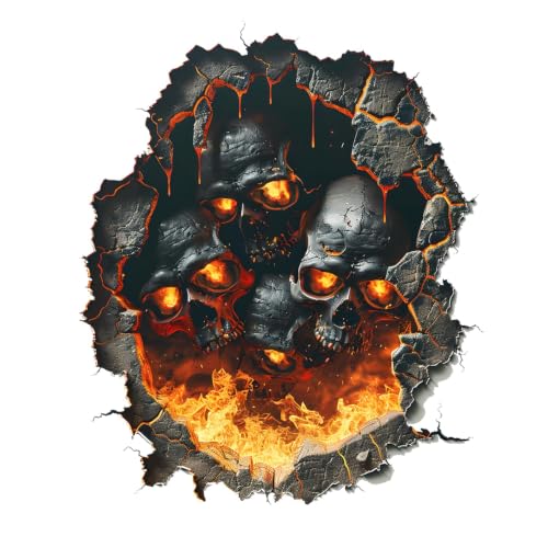 Halloween Skull Wall Decals Fiery Skeleton Sticker Haunted House Decor - Variation 68