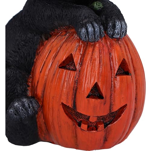 Black Cat Halloween Figurine - Hand-Painted Resin Halloween Decor, Collectible Cat Gift