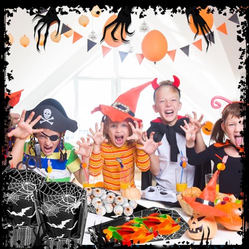 Halloween Coffin Paper Plates Party Tableware - Spider Style, 100 Pcs