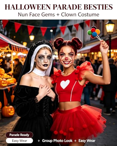 2 Piece Halloween Face Gems Rhinestone Stickers for Makeup & Costume