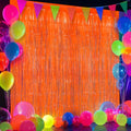 3.3ft x 6.6ft Orange Glow Party Fringe Curtain 2pcs UV Neon Foil Backdrop