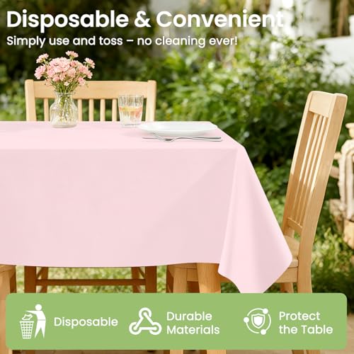 Pink Disposable Plastic Tablecloth 54 x 108 Inches - 4 Pack