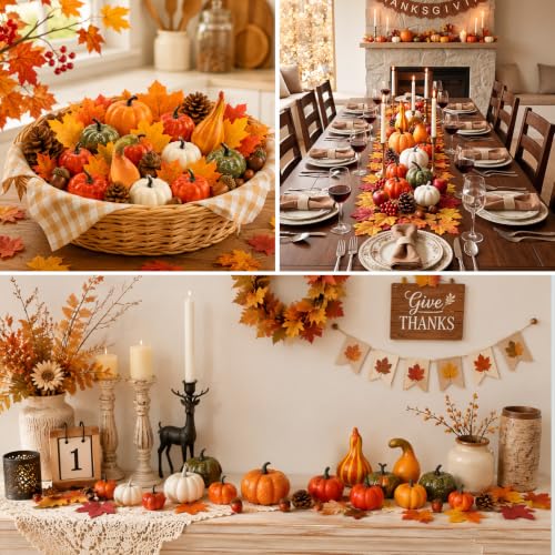Thanksgiving Pumpkin Decor Set - 86pcs Fall Harvest Maple Acorns & Leaves