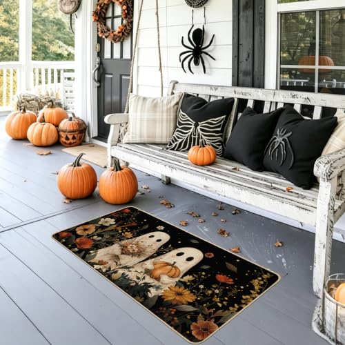 Halloween Ghost Doormat 17x36 Inch Indoor Outdoor Welcome Mat - Two Ghosts Variation