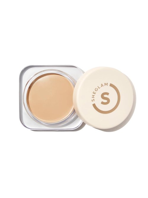 SheGlam Hydrating Cream Foundation Balm - Full Coverage, Long-Lasting Concealer for Dry Skin - Shell